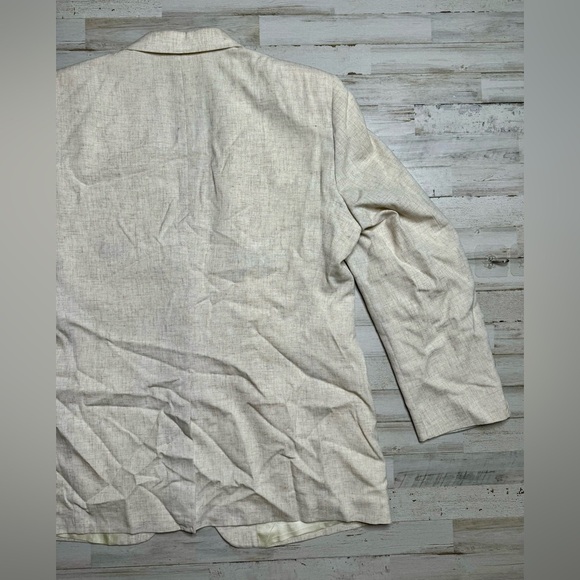 David Taylor blazer Rayon Polyester Linen blend Cream 48L NWT - Picture 8 of 12